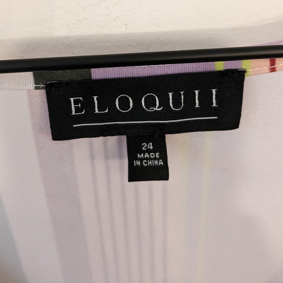 Eloquii Multicolored Stripe Twist Front V Neck Dress Size 24 - Picture 6 of 8